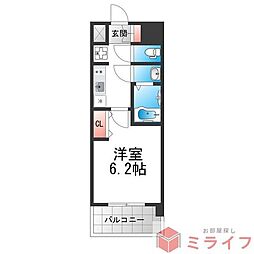 アドバンス大阪メルディア 1Kの間取図画像