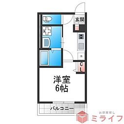 J'sGarden 1Kの間取図画像