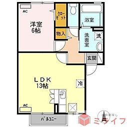コンフォート杭全 1LKの間取図画像