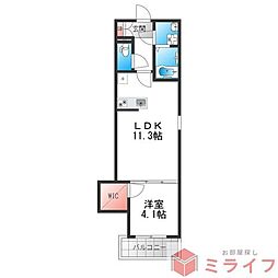 (仮称)ジーメゾン西湊ベルジュール 1LDKの間取図画像