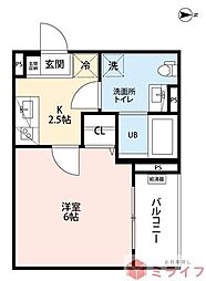 CRASTINE小路東A 1Kの間取図画像