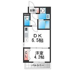 メイクス天王寺 1DKの間取図画像
