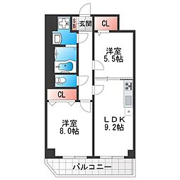 リアライズ今里南 2LDKの間取図画像