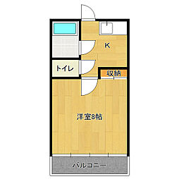 クランメール堀町Ａ 1階1Kの間取り
