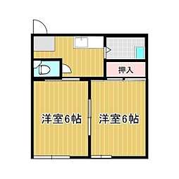 エステイト笠芽5号館 2Kの間取図画像
