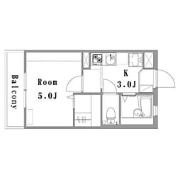 メゾンプチパレ 1Kの間取図画像