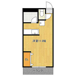 コーポピアなかやまE棟 ワンルームの間取図画像