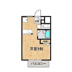コーポピアなかやまA棟 ワンルームの間取図画像