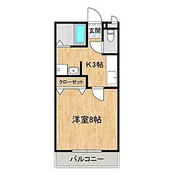 インペリアル 1Kの間取図画像