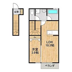姫子ヒルズA 1LDKの間取図画像
