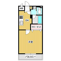 クランメール・赤塚 1Kの間取図画像