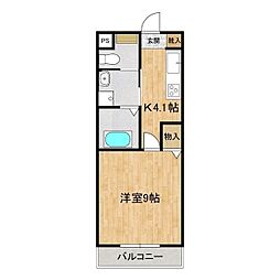 サンガーデン 1Kの間取図画像