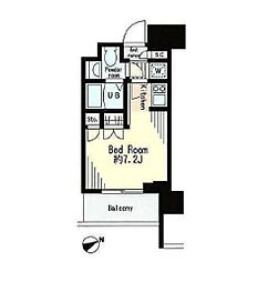 都営大江戸線 牛込柳町駅 徒歩5分の賃貸マンション 11階ワンルームの間取り