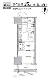 プラウドフラット四谷三丁目 1DKの間取図画像