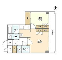 東映市ヶ谷マンション 1LDKの間取図画像