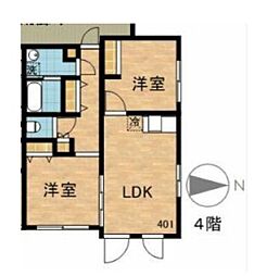 ラピス四谷三丁目 2LDKの間取図画像