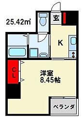 グランドフォート 1Kの間取図画像