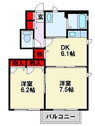 ブランシェ幸神C 2DKの間取図画像