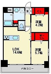 ウイングス熊手 2LDKの間取図画像