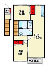 グランドステージ 2LDKの間取図画像