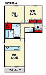プレステージIV 2LDKの間取図画像