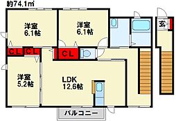 シャーメゾン華里B 3LDKの間取図画像