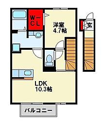 オレンジハウス 1LDKの間取図画像
