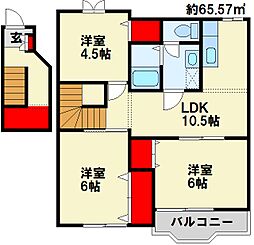 エヴァーグリーンB 3LDKの間取図画像