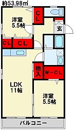 レトアヒル2 2LDKの間取図画像