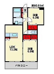 メディアパーク5 2LDKの間取図画像