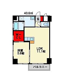 アルファビル 1LDKの間取図画像