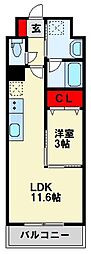 コンダクトレジデンス折尾 1LDKの間取図画像
