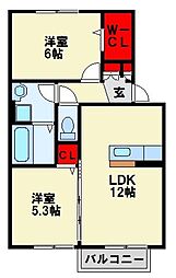 ウィットエブリB 2LDKの間取図画像