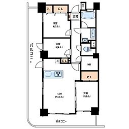 ビューネタワー平井 3LDKの間取図画像
