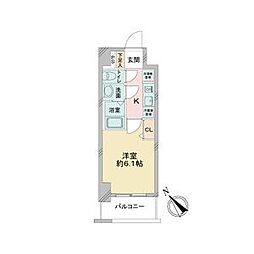 アステリ鶴舞エーナ 1Kの間取図画像