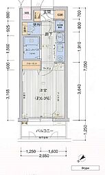 プレサンス鶴舞駅前ブリリアント 1Kの間取図画像