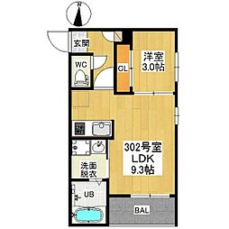 レガリスト茶屋ヶ坂 1LDKの間取図画像