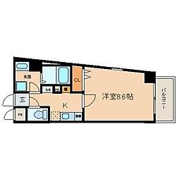 名古屋市営東山線 新栄町駅 徒歩5分の賃貸マンション 2階1Kの間取り
