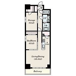 名古屋市営鶴舞線 鶴舞駅 徒歩9分の賃貸マンション 14階2LDKの間取り