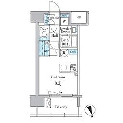 名古屋市営東山線 今池駅 徒歩3分の賃貸マンション 12階ワンルームの間取り