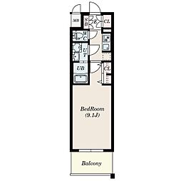 S-RESIDENCE鶴舞2 1Kの間取図画像
