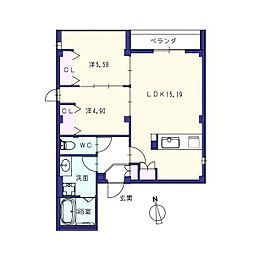 CASAUNO 2LDKの間取図画像