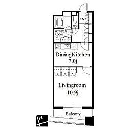 セイント橘 1DKの間取図画像