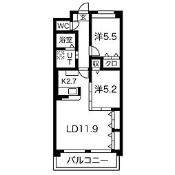 ドルチェ茶屋ヶ坂 2LDKの間取図画像