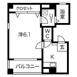 L'ビューネ千種 1Kの間取図画像