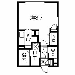 WELLCOURTKANDA ワンルームの間取図画像
