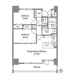 CHAYAGASAKARISE 2LDKの間取図画像
