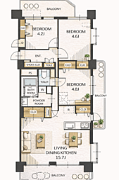 ライオンズマンション引山 3LDKの間取図画像