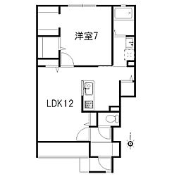 アリエル湘南A棟 1LDKの間取図画像