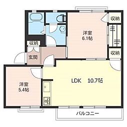 サンハイツ湘南 2LDKの間取図画像